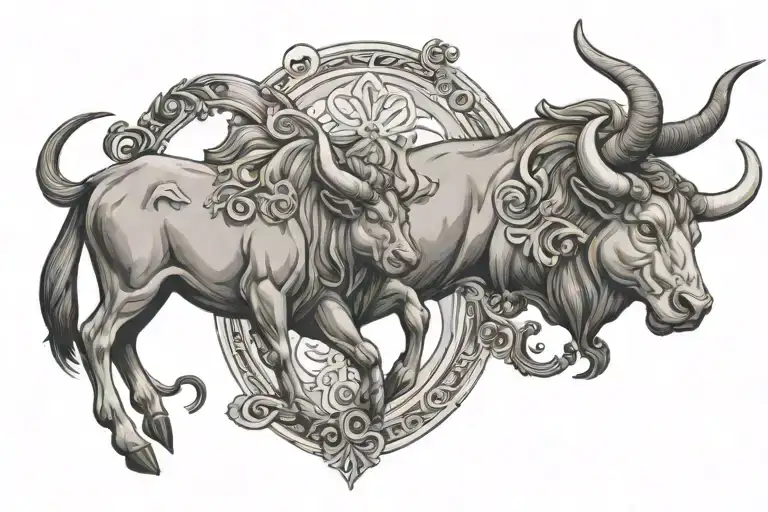 taurus and sagittarius zodiac sign incorporated representing the client's love tattoo design idea