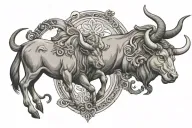taurus and sagittarius zodiac sign incorporated representing the client's love tattoo design idea