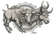taurus and sagittarius zodiac sign incorporated representing the client's love tattoo design idea