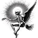 Icarus Falling skeleton looking at sun tattoo design idea