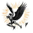 Icarus Falling skeleton looking at sun tattoo design idea