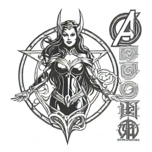 scarlet witch Marvel Avengers logo tattoo design idea