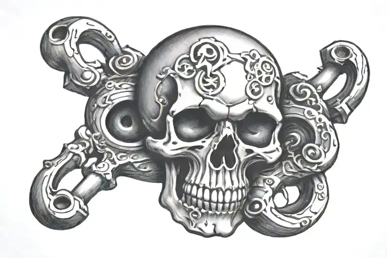 brass knuckles, skull tattoo design idea
