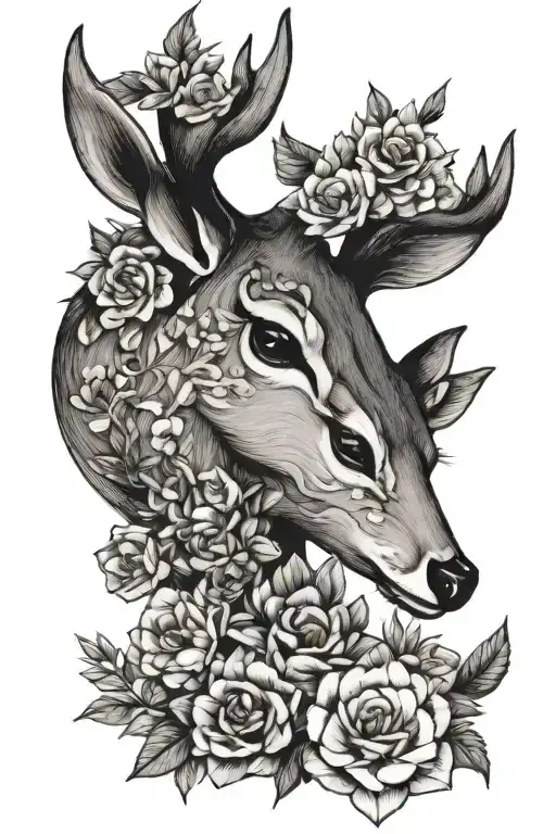 daughter date of birth flower baby deer silhouette tattoo design idea
