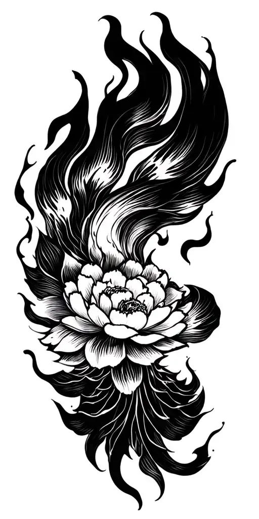 Japanese black fire tattoo design idea
