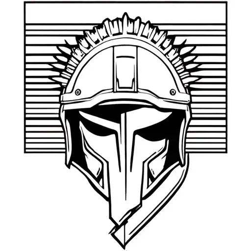 military tatto mix with sparta helmet tattoo design idea