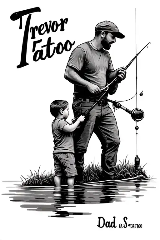 "Trevor" Dad And Son Fishing tattoo design idea