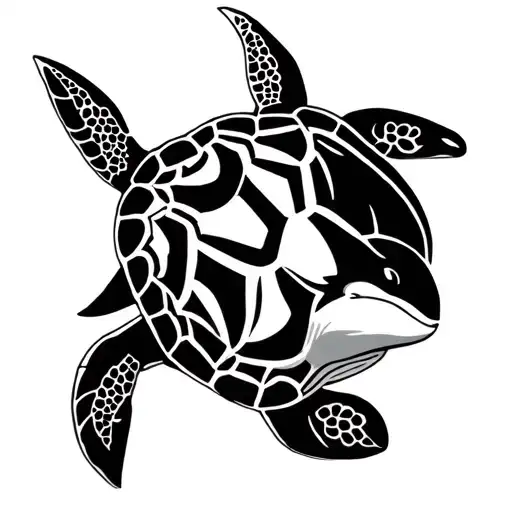 ray turtle dolphin orca tribal tattoo design idea