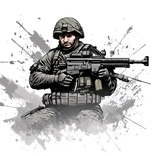 A participant in a special military operation, a Russian hero in the background tattoo design idea