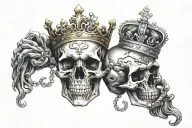 skull, crown, brass knuckles, infinity sign tattoo design idea
