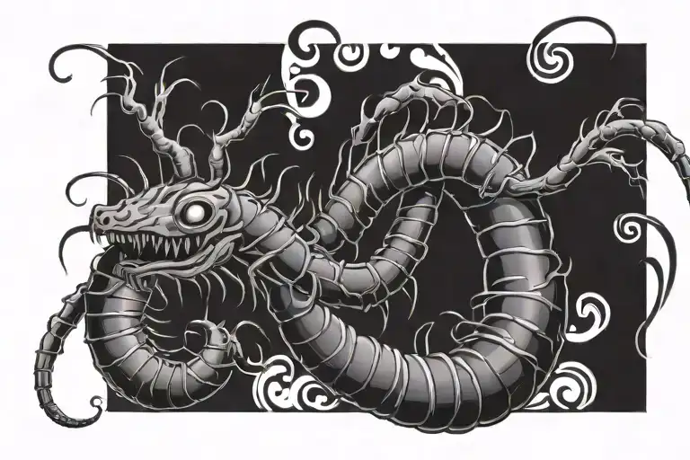 eldritch centipede tattoo design idea