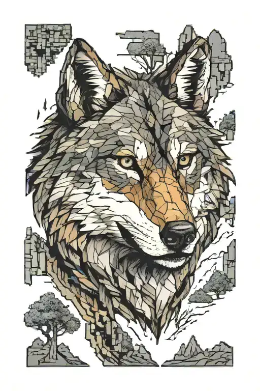 minecraft wolf tattoo design idea