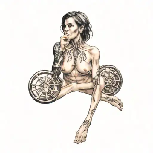 petite,nude,sexy,full body,worrior,anatomically correct,realism tattoo design idea
