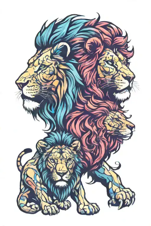 lion and lioness, for male and female  tattoo design idea