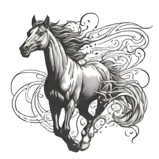 horse breaking free tattoo design idea