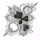 fine line four leaf clover burning black and white tattoo design idea