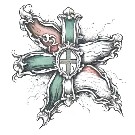 italian flag 1946 behind a cross tattoo design idea