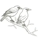 a mocking bird and a crow on a branch together tattoo design idea