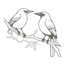 a mocking bird and a crow on a branch together tattoo design idea