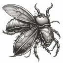 stag beetle with one open wing  tattoo design idea