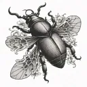 stag beetle with one open wing  tattoo design idea