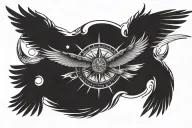 compass  fly eagle sun 2 tattoo design idea