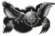 compass  fly eagle sun 2 tattoo design idea
