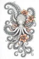 Octopus hugging flower mandala tattoo design idea
