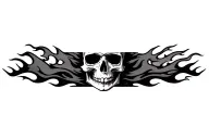 skull and fire flames tattoo design idea