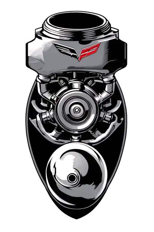 turbocharger,pistons,6 speed shifter ball, corvette logo tattoo design idea