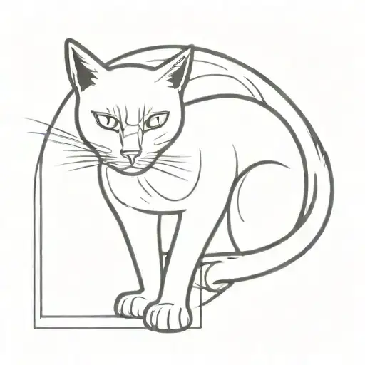 black cat concept simple thick outline tattoo design idea