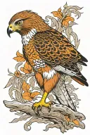 red tail hawk perched tattoo design idea