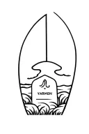 surfboard and grave stone tattoo design idea