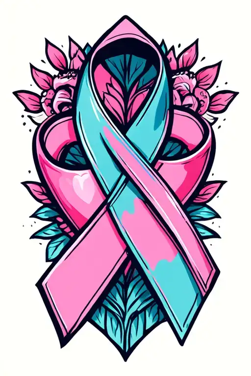 awareness ribbons tied together for breast cancer, diabetes, and heart disease. tattoo design idea