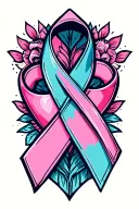 awareness ribbons tied together for breast cancer, diabetes, and heart disease. tattoo design idea