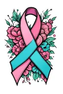 awareness ribbons tied together for breast cancer, diabetes, and heart disease. tattoo design idea