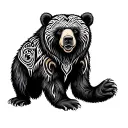 Bear and tribal patterns tattoo design idea