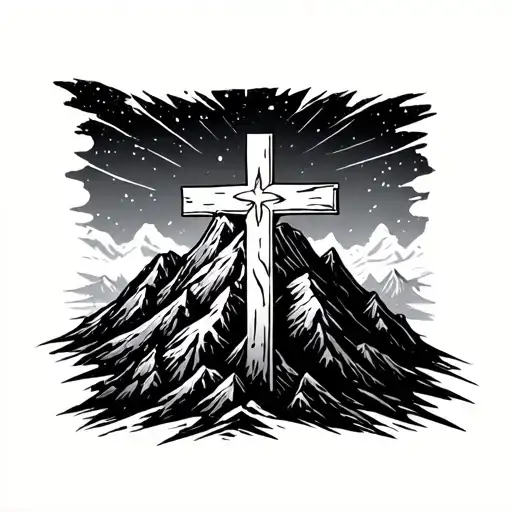 Cross On A Mountain tattoo design idea