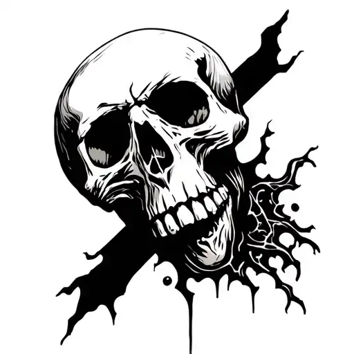 necromancer skull stencil art tattoo design idea