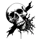 necromancer skull stencil art tattoo design idea