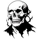 necromancer skull stencil art tattoo design idea
