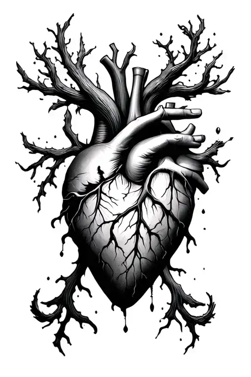 balance between wounded heart and mind tattoo design idea