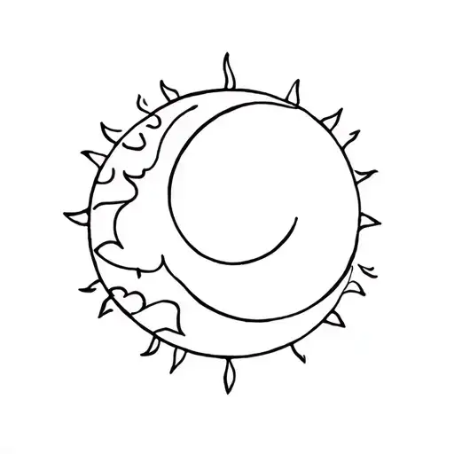 sun and moon tattoo design idea