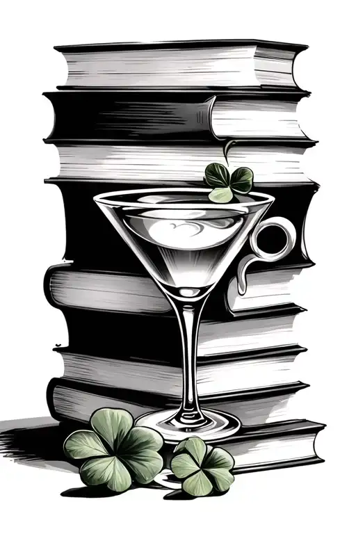 books coffee cup and martini glass with a clover tattoo design idea