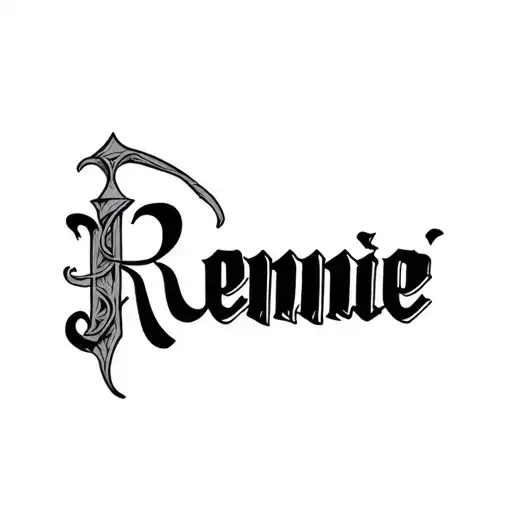 "Rennie" Cartel lettering tattoo tattoo design idea
