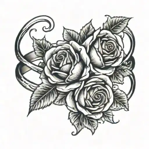 thin open ring of neo traditional roses  tattoo design idea