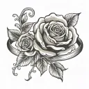 thin open ring of neo traditional roses  tattoo design idea
