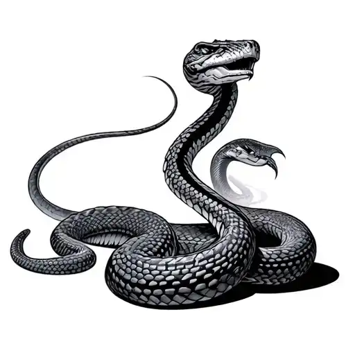 Coverup robot snake tattoo design idea