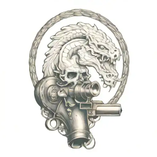 don't tread on me flintlock pistols  tattoo design idea