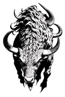 demon bull charging tattoo design idea